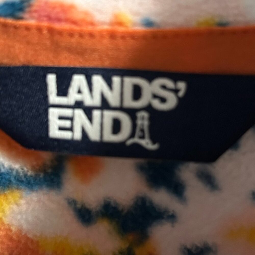 Land's End Multi Color Floral 1/4 Zip Fleece Pull-over Women's Size M (8-10) - Picture 8 of 10